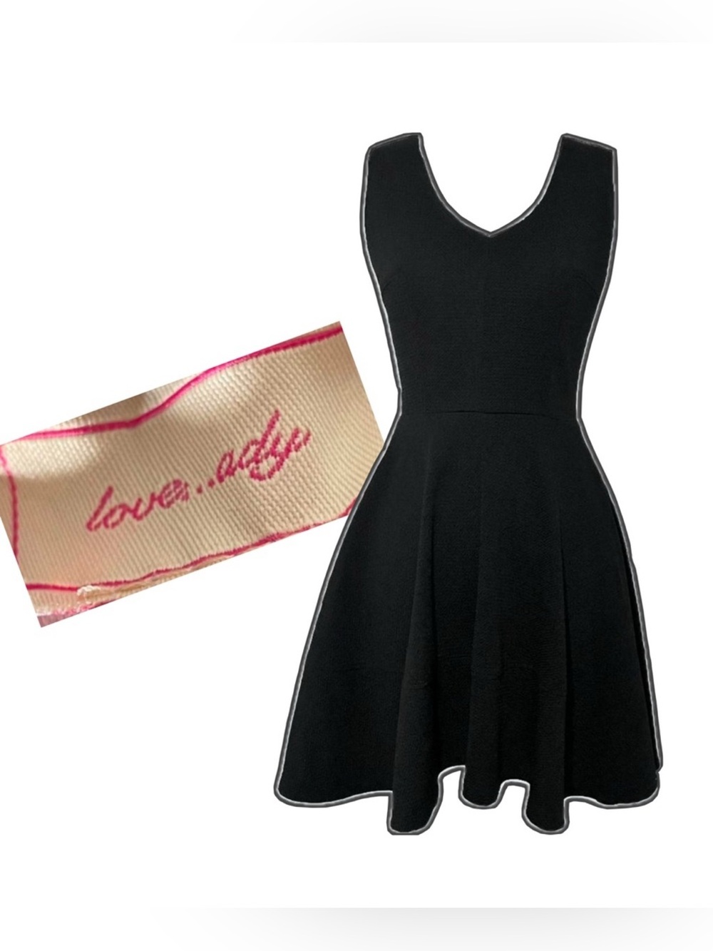 love...ady Vintage 90’s Black V-Neck Fit & Flare Dress